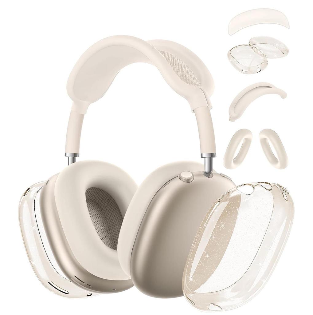 Applicable AirPods Max Over-Ear Headphones Transparent Glitter Silicone Case
