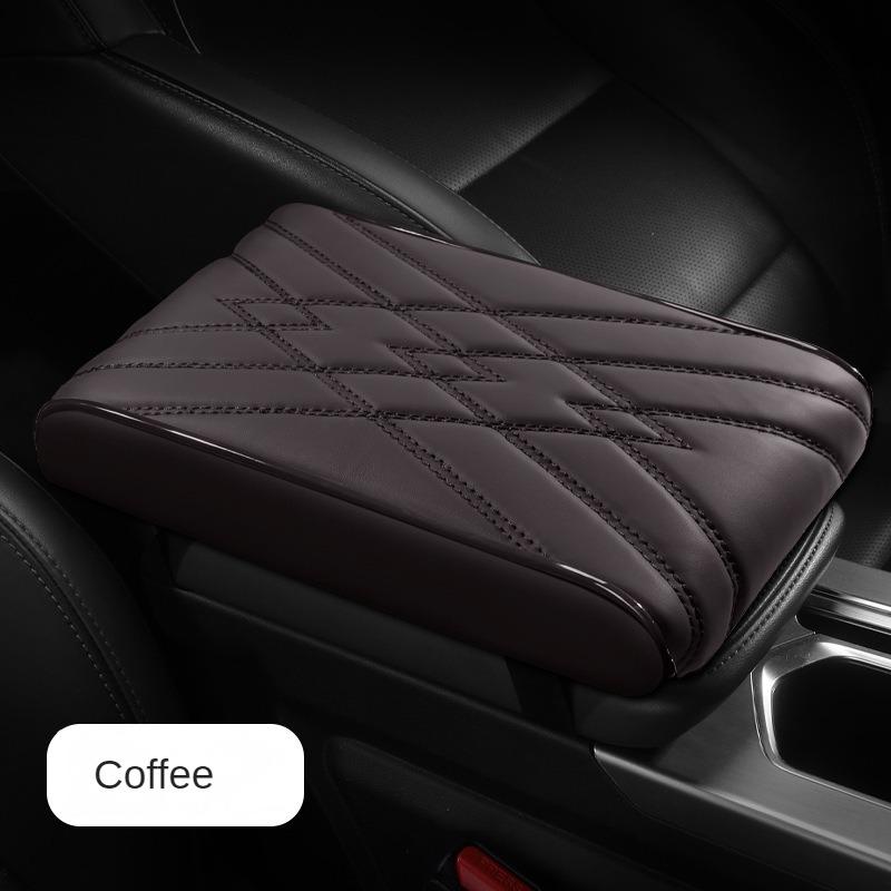 Car Armrest Pad Leather Universal Auto Armrest Cover Wave Embroider Car Armrest Mat Center Console Arm Rest Protection Cushion
