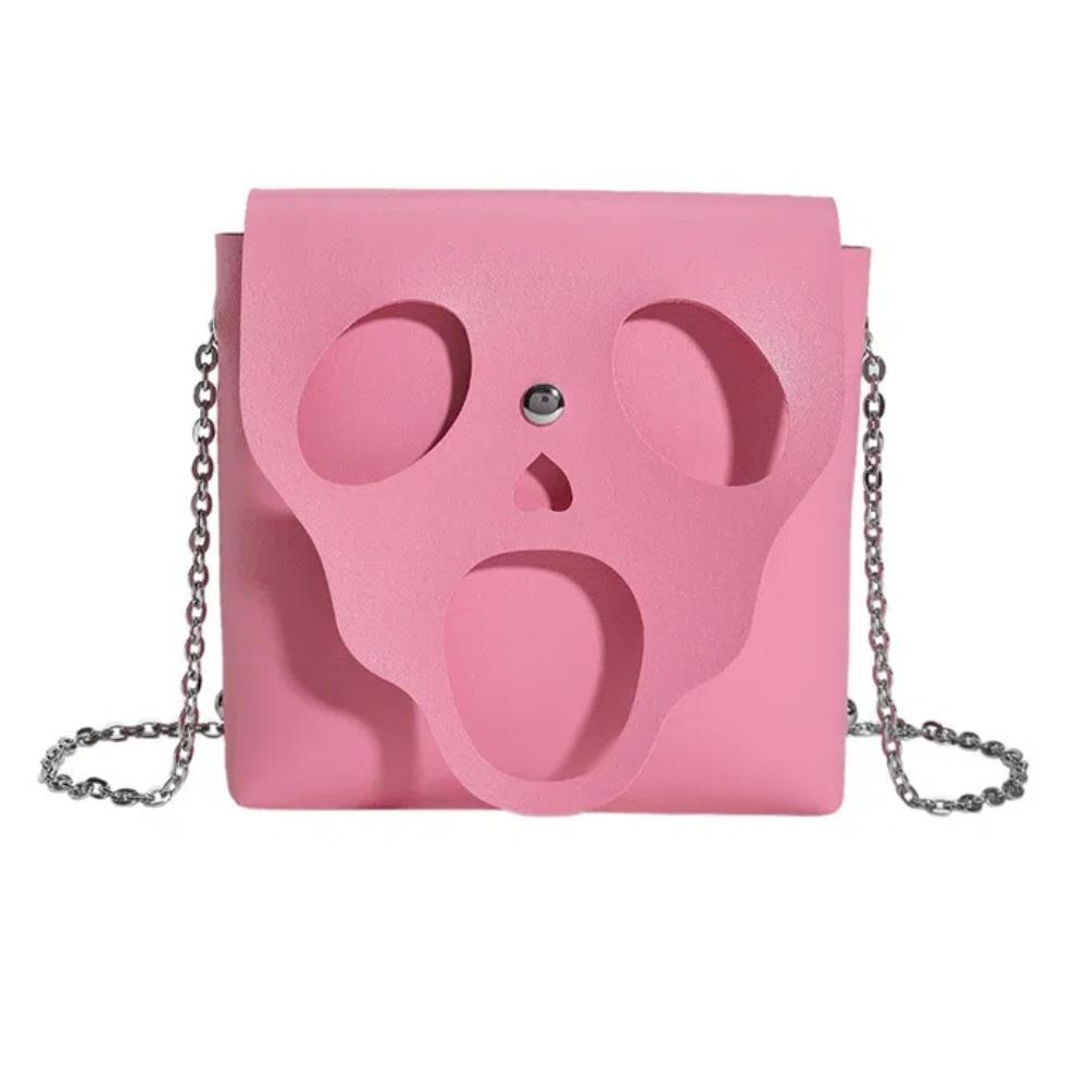 

Skull Ghost Small Square Bag PU Leather Crossbody Bag Mini Halloween Chain Bags Girls рожевий