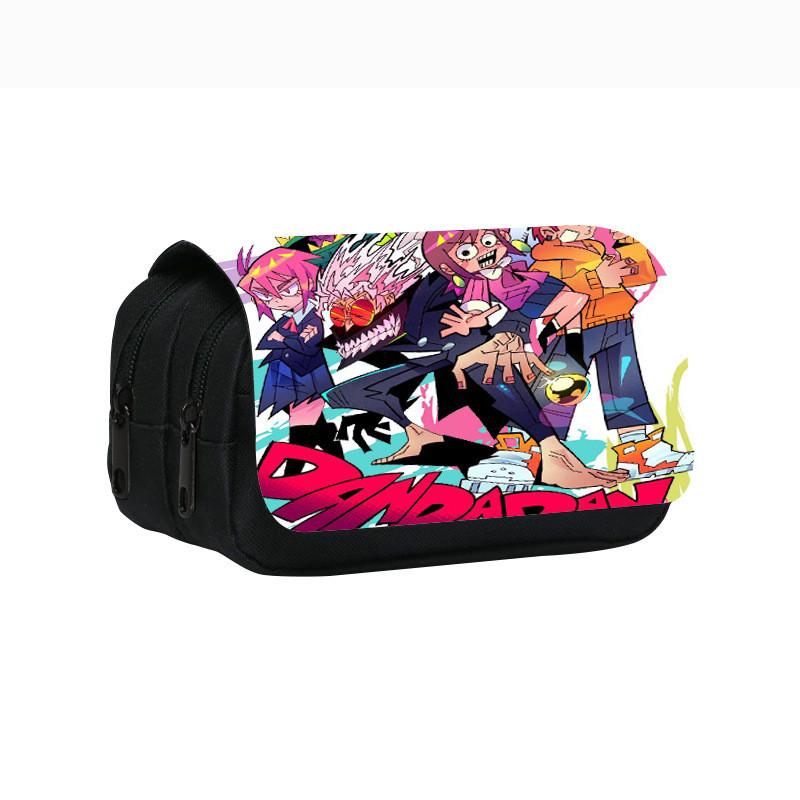 Dandadan Double Layer Pencil Case With Nylon Material For Students And School Supplies