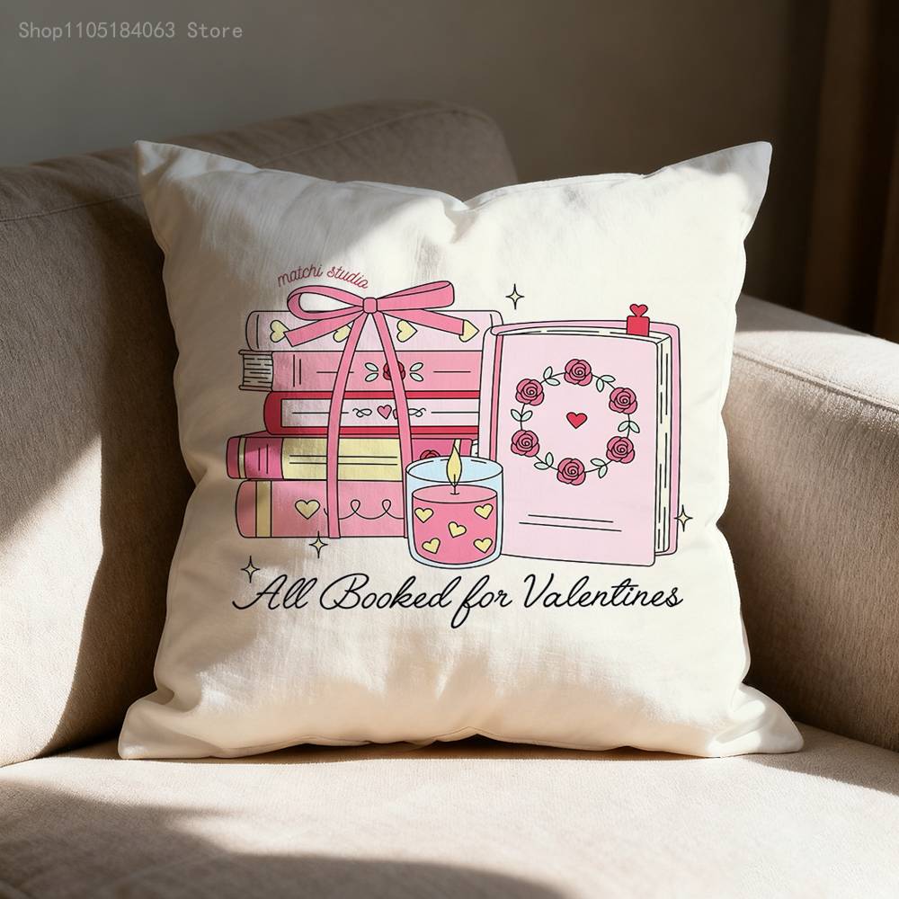 Pink Bookish Book Lover Pillowcases Bedroom Living Room Sofa Home Decor Polyester Cushion Cover with Zipper