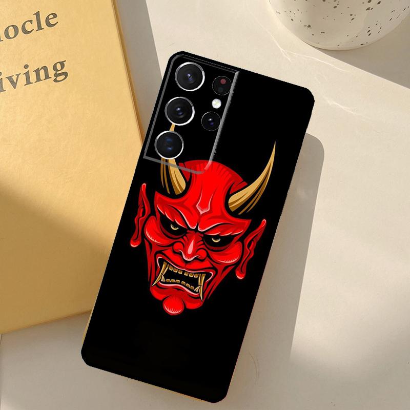 Samurai Oni Mask Phone Case For Samsung Galaxy S25 S20 S21 S22 S23 S24 Ultra S9 S10 Plus S25 FE Cover Shell