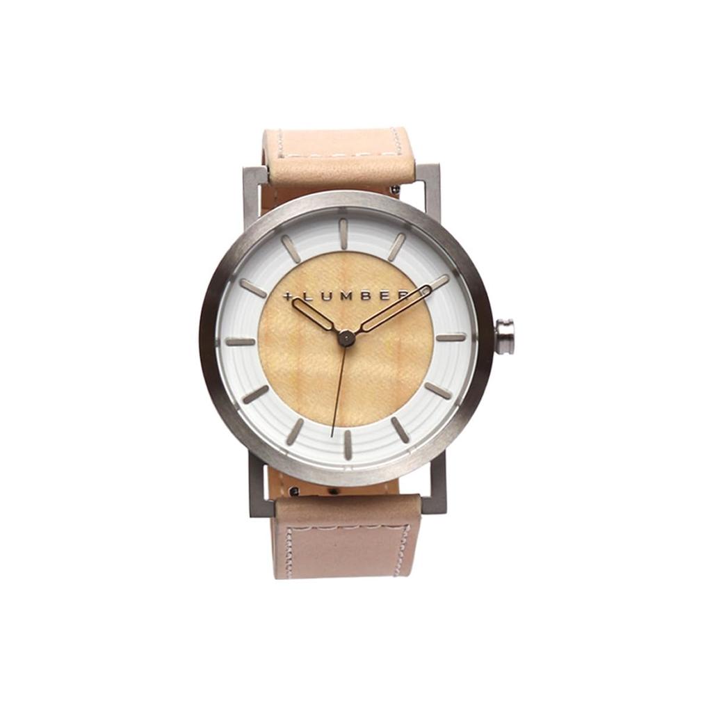 WATCH 2200: A watch with a machined stainless steel case and precious wood accents (Maple)