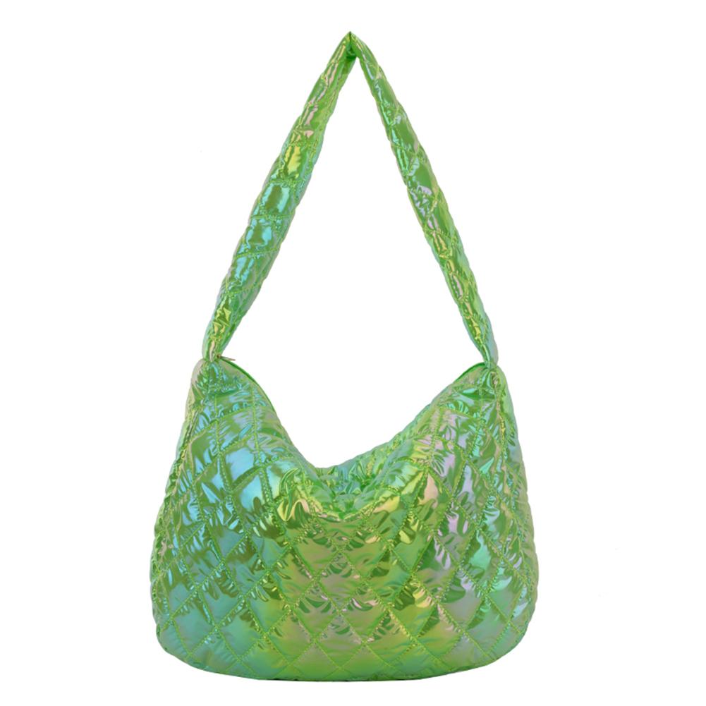

Осенне-зимняя женская сумка-тоут с лазерной многоцветной хлопковой подкладкой, женские сумки-тоут с ромбовидным узором для путешествий, работы и повседневной жизни зелёный