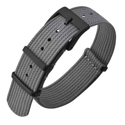 Watch Strap 20mm Single Strap Nylon Watch Band Military Watch Replacement Band Buckle [ANNEFIT] Gray/Black