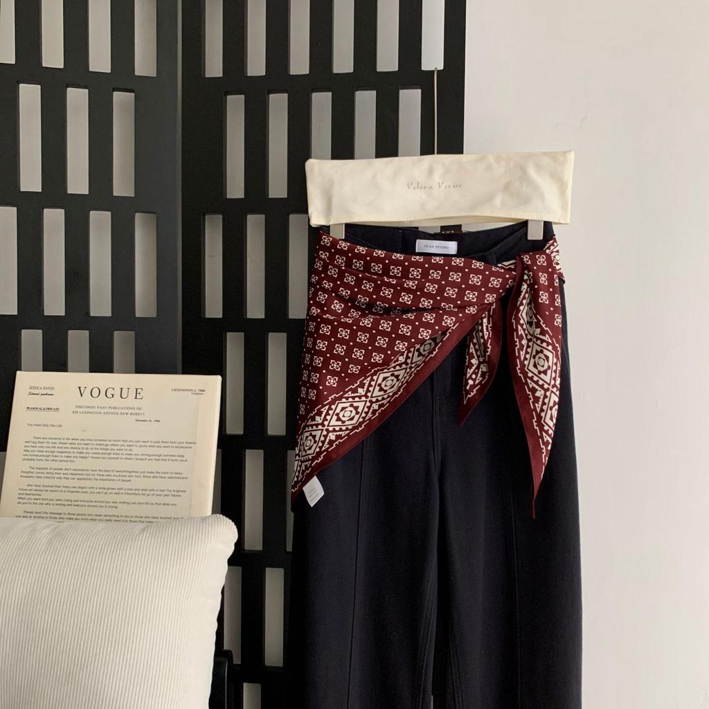 Korean Cashew Flower Triangular Scarf: Women's Layered Accessory Waist Belt Decoration