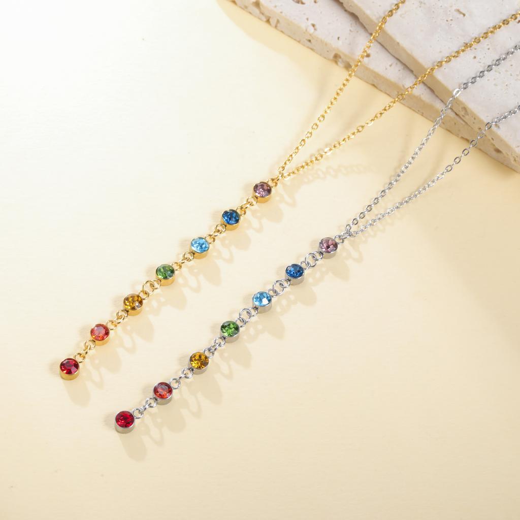 Cazador Stainless Steel 7 Chakra Rhinestones Necklaces for Women 2026 Yoga Meditation Jewelry Necklaces Birthday Gift 2026 New