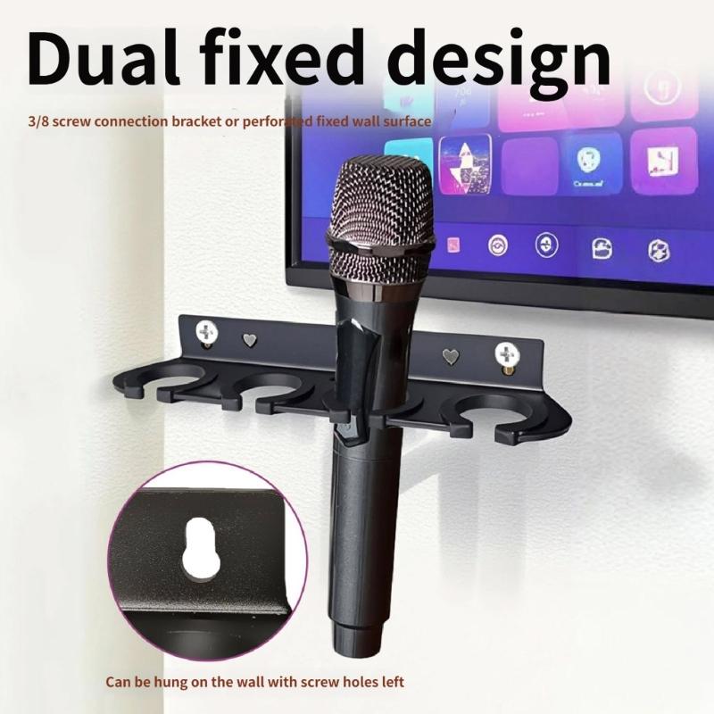 Shockproof Wall Mount Holder for Various Models Microphones Storage Organizers Holds 2/4/6/8 Microphone for Mic Stand