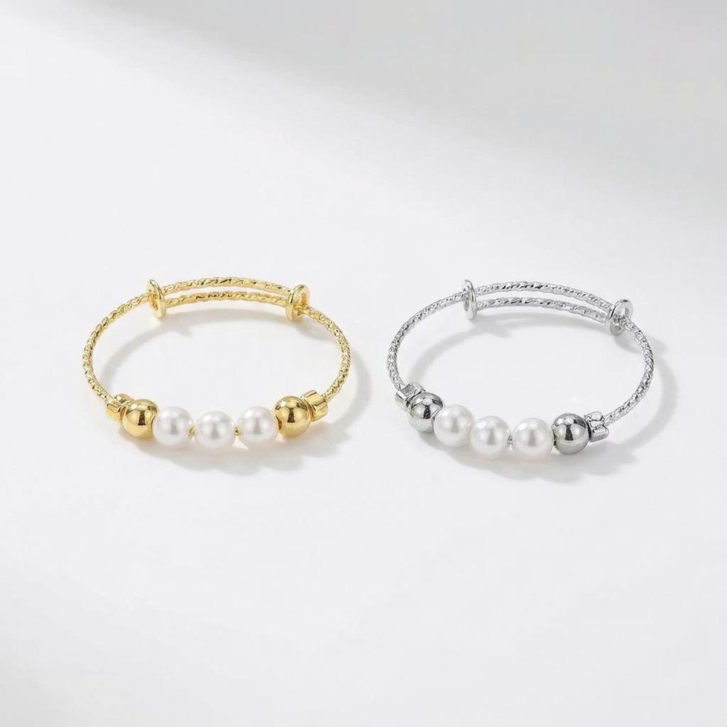 Adjustable Thin Pearl Bead Ring - Elegant Model 3 with High-End Feel