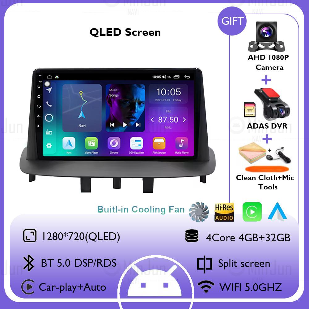 Android 14 Carplay Auto For Renault Megane 3 2008 - 2014 GPS Car Radio Navigation Multimedia Video Player DSP Stereo 4G+WIFI