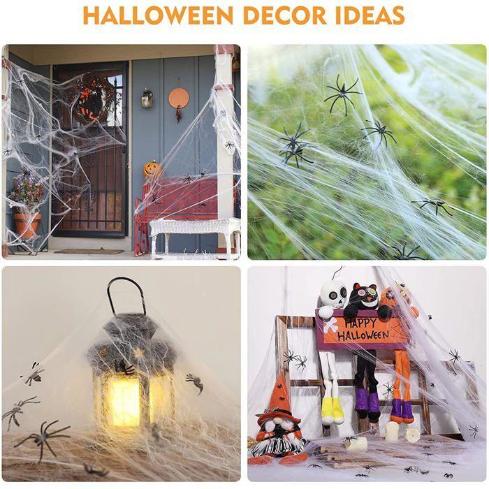 Halloween Spindelvev - 700 Kvadratfot - Gjenbrukbar - 20 Edderkopper - Polyester/Bomull