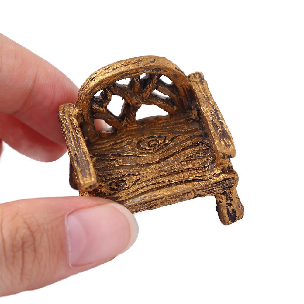 Garden DIY Craft Resin Bench Miniature Park Seat Ornaments Furniture Figurines Lawn Chairs Set