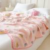 100% Cotton Blanket Anti-Mite Blanket for Bed Cartoon Style Sofa Blanket for Kids Double-layer Gauze Blanket Single/Queen/King
