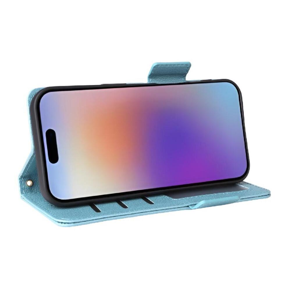 (Light blue) Flip Case For IPhone 17 PU Leather Magnetic Wallet Card Slots Holder Side Buckle