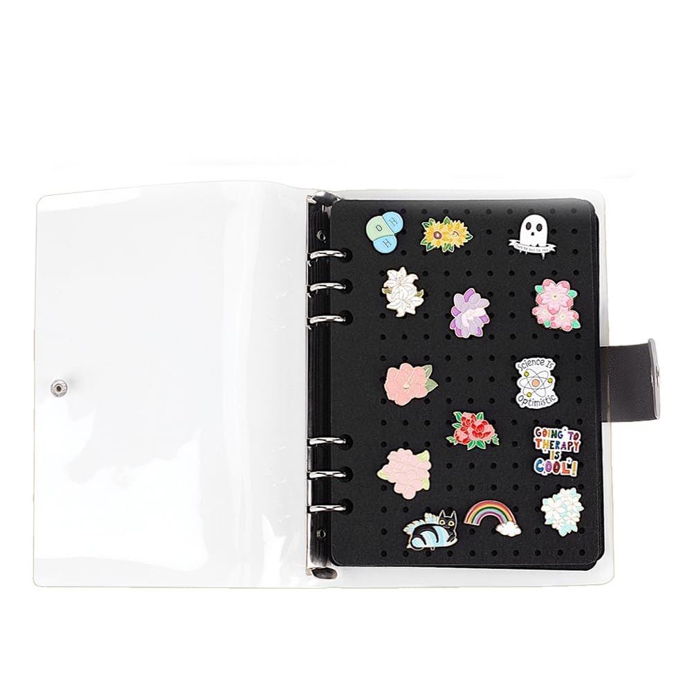 

Портативный эмалированный дисплей для булавок, черный блокнот, 8 страниц, книги для коллекционеров своими руками