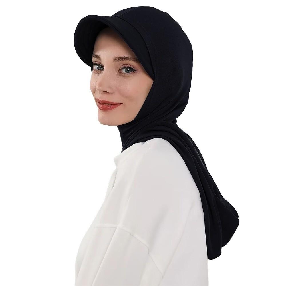 Solid Color Sun Hat with Hood Wide Brim Neck Shade Cap Casual Turban Cap Outdoor Activities