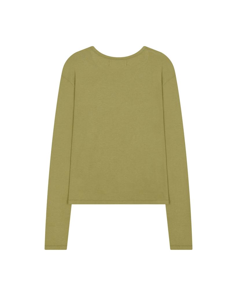 GUVO Layered Round Long Sleeve T-Shirt, Green
