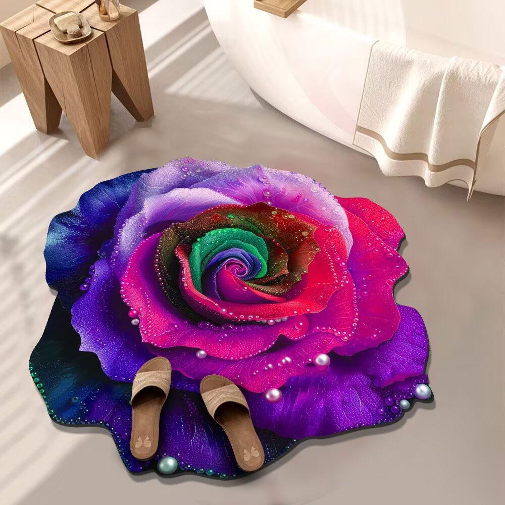 Soft Peony Floor Mat Non-slip Bathroom Floor Mat Door Gasket  for Living Room Tea Table Bedside