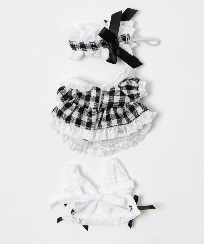 WEGO Plush Kigurumi, 10cm, Plush Clothes, Costume, Plush Toy, Oshikatsu Goods, Gift, Women's, Size F, Type C (Gingham Check Maid Set), Pattern 1