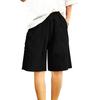 Women's Fashion  Color Pocket Five-Foot Loose Elastic Waist Cotton Linen Shorts