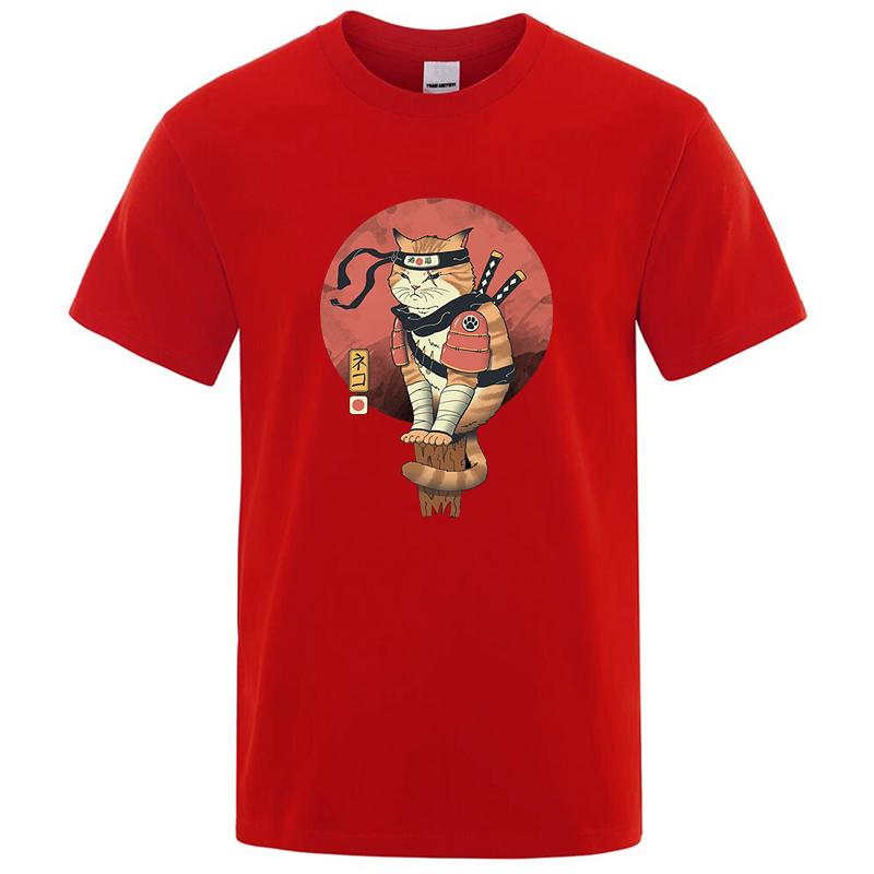 Mens High Quality Tshirt 100cotton Loose Short Sleeve Funny Knife Cat Print Loose Summer Men Tshirt Cool Tshirt Men Tees