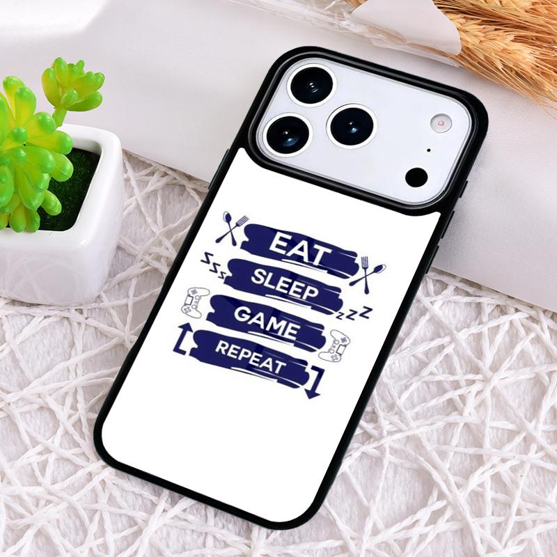 Eat Sleep Game Repeat Gamer Phone Case for iPhone 17 Air 16 15 11 12 14 13 Pro Max Shockproof Cover