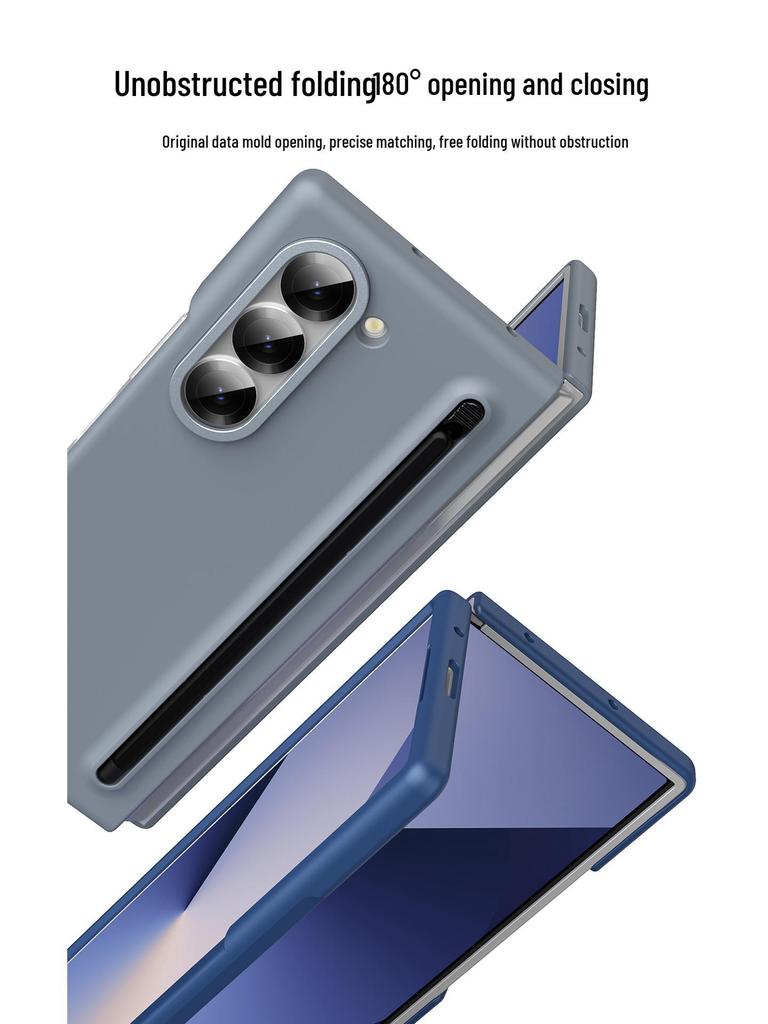 Samsung Z Fold7/6 Case: Cross-border Compatible, Folding Screen, Pure Color, Skin-Feel Design with Stylus Holder