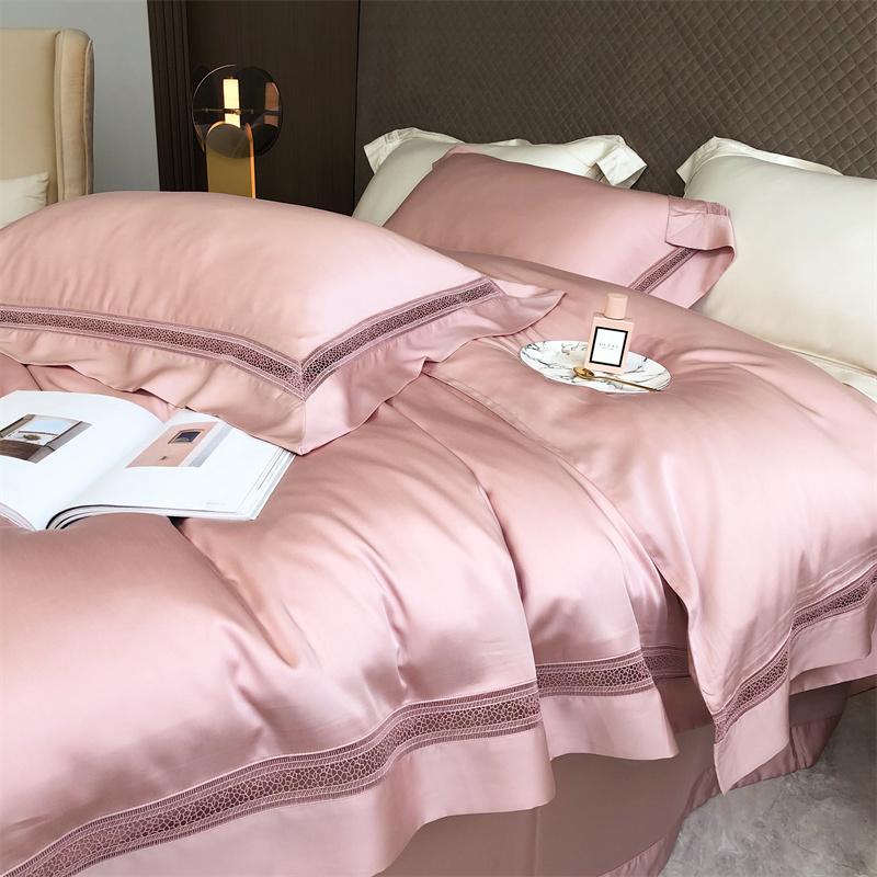 1000TC Egyptian Cotton Soft Cozy Bedding Set, Hollow Lace, Broad Side, Duvet Cover, Flat, Fitted Bed Sheet, Pillowcases, Luxury