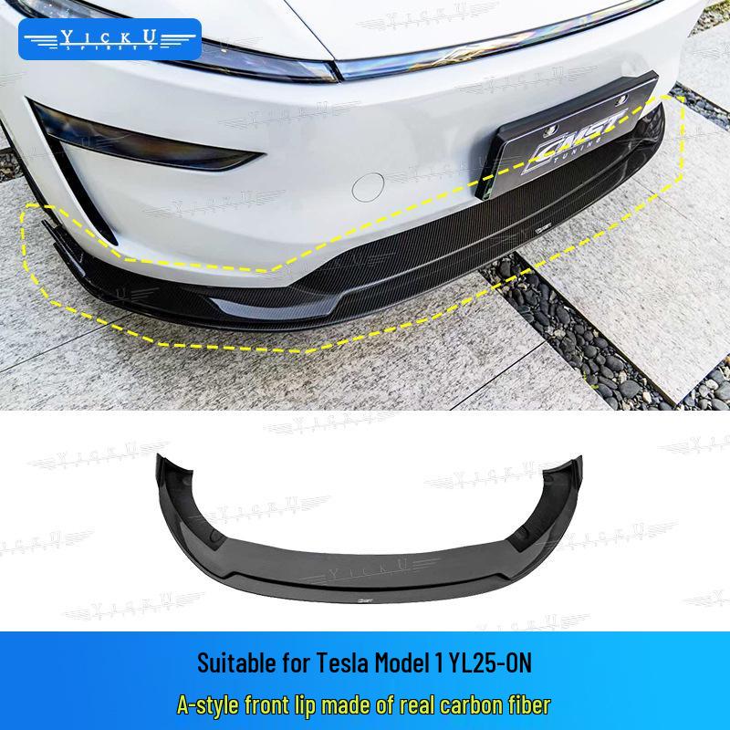 Tesla Model YL CMST Style Real Carbon Fiber Front & Rear Lip Hood Kit