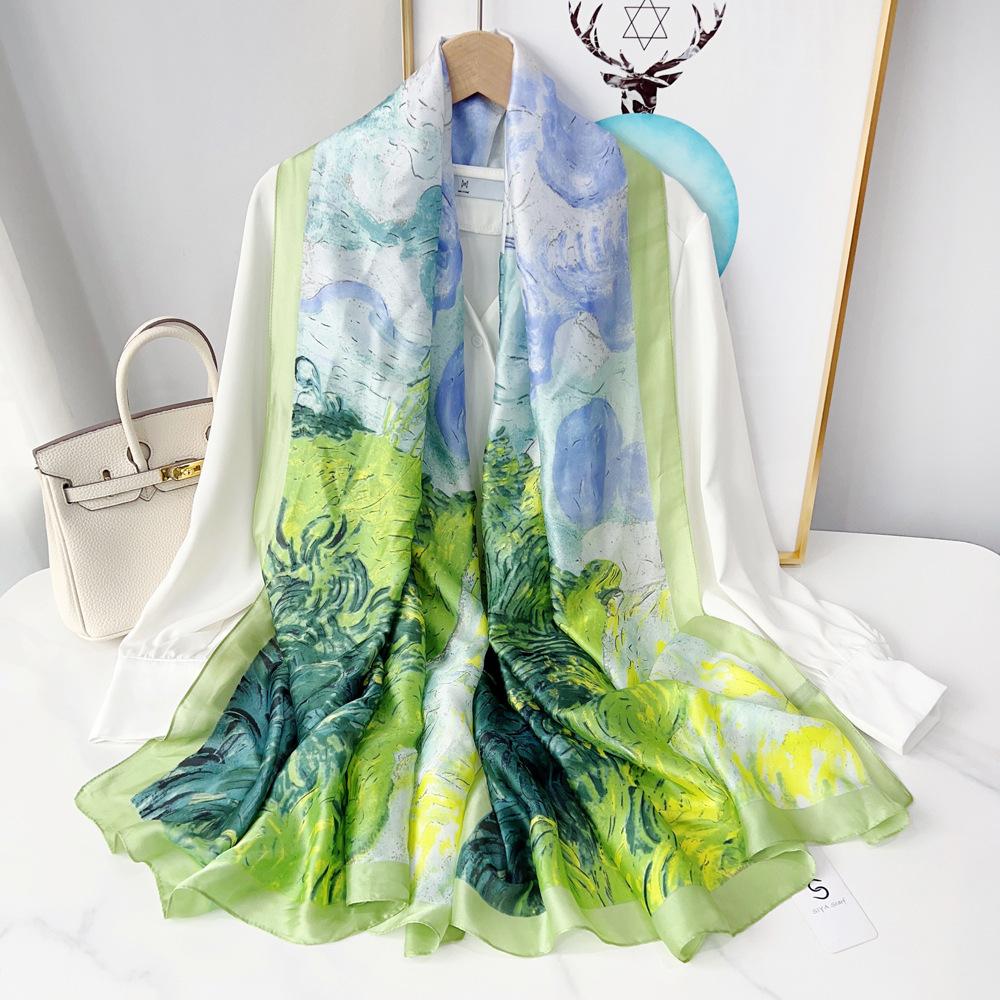 

180 * 90 см летний женский новый средний или длинный шарф шаль дышащий солнцезащитный модный универсальный премиум шелковый шарф 90*180CM