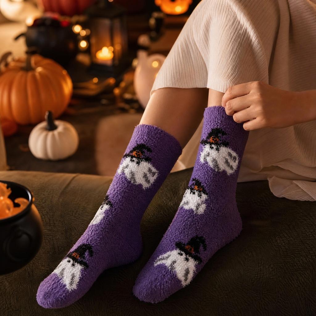 Women's Halloween Mid Calf Socks Thick Warm Cute Funny Loungewear Socks