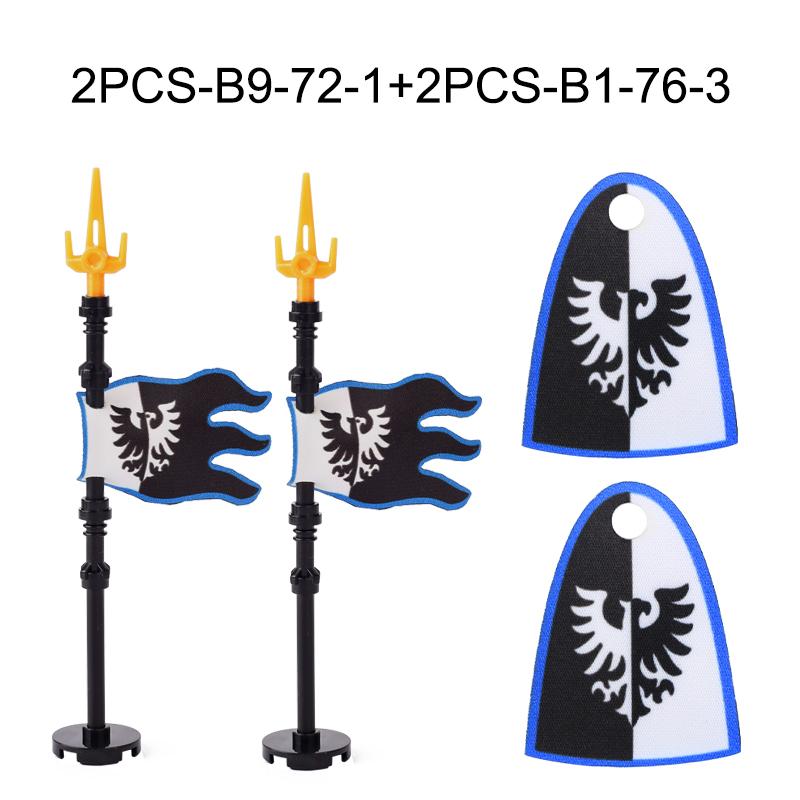 Medieval Military War Army Castle Knight Soldier Figures Building Blocks Weapon Cloak Helmet Shoulder Armor Flag Warrior Shield