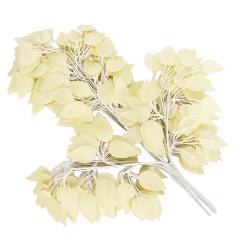 Simulated Banyan Tree Leaves Branches Fake Trees Garden Decoration Leaves 12 Pieces Glued Color Printed Large Simulated Plants