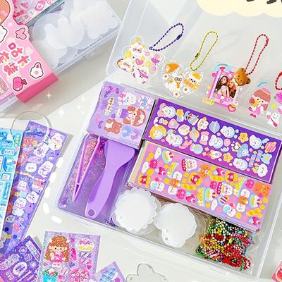44/84/184pcs Cartoon Guka Cream Gum Boxed Stickers Set for Girls Doll House Transparent Acrylic Sticker DIY Background Board Set