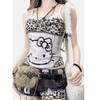 Women's Vintage Y2K Halter Tank Tops Sexy Streetwear Subculture Leopard Patchwork Kawaii Vest Women's Lace