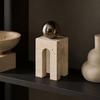 Geometric Resin Decor with Arched Cutouts Compact Arch Ornament StoneTextured Architectural