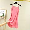 Women's summer simulated silk thin large size solid color nightdress thin sleeveless pregnant women's belly cover dress can be worn outside