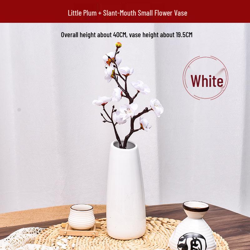 Artificial Plum and Peach Blossom Branch Ornament for Living Room - Dried Flowers Bonsai Arrangement In Pot for Indoor Winter Decoration