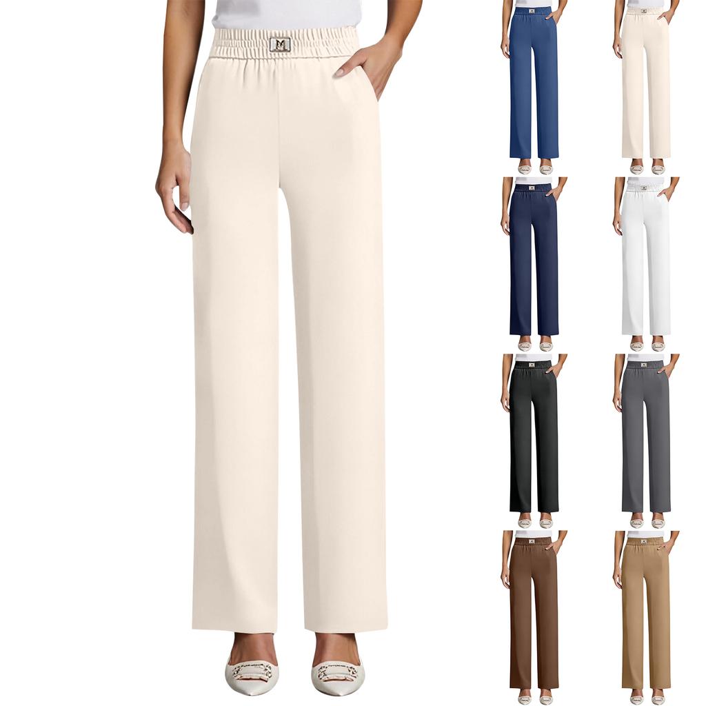 Women's Fashion Solid Color Pocket Perfect High Waist Stretch Pants