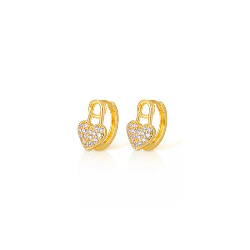 Flash Diamond Love Lock Head Earbud Cute Small, Exquisite and Stylish Japanese and Korean Earrings New