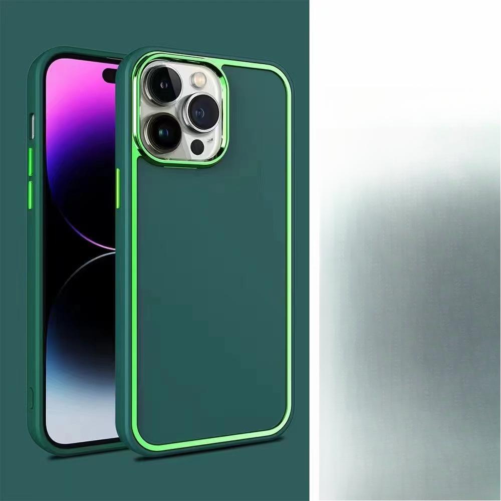 Suitable for IPhone15 Mobile Phone Case Electroplated Border 14pro Skin Feeling Micro-matte MAX Large Hole Full Cover Anti-fall Soft Shell