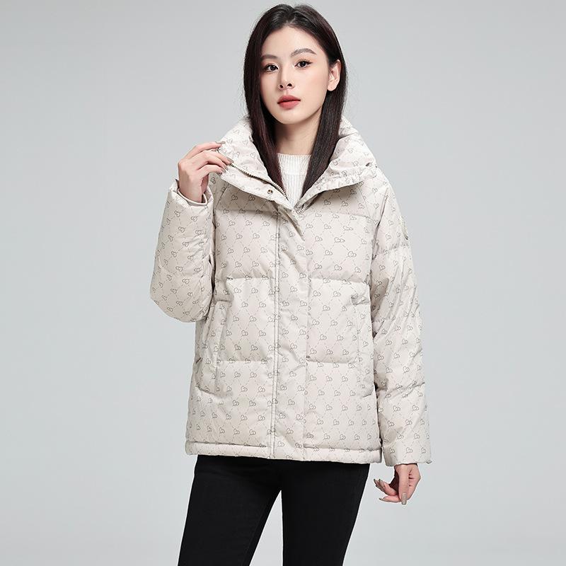 

Women s Short Winter New Korean Style Slim and Thick Printed Stand Collar Versatile Cotton Cotton Jacket for Women S