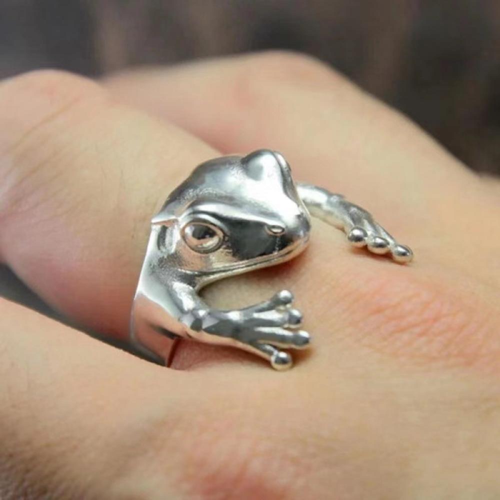 Anneaux Forme Vintage Grenouille Animal Pour Femmes Grenouille Crapaud Métal Enroulement Anneau de Doigt Anneau Unisexe Hommes Petite Amie Fête Cadeaux Personnalité