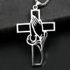 Hollow Prayer Hands Cross Pendant, Car Interior Decoration Accessory, Rearview Mirror or Window Display, Religious Symbol