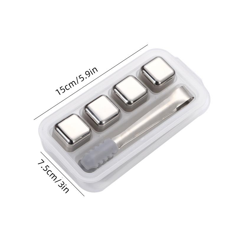 4/1Pcs Stainless Steel Ice Cubes Set Reusable Chilling Stones for Whiskey Wine Drink Cooling Cube Chilling Rock Summer Party