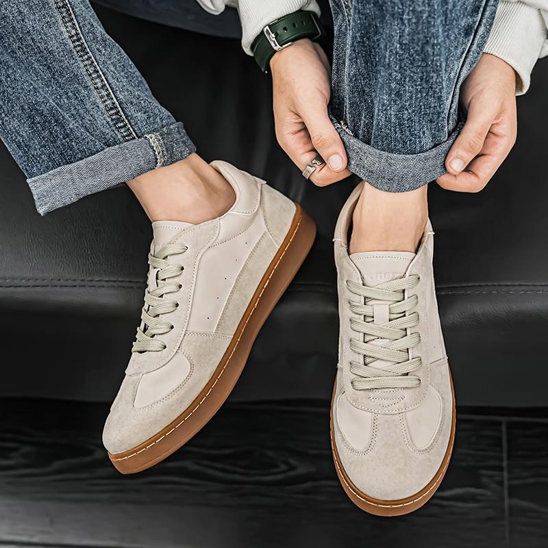 Classic Retro Men's Casual Shoes Fashion White Suede Leather Urban Man Sneakers Hot Comfortable Low-cut Minimalist Sneakers Men