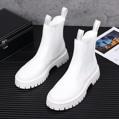 Moda koreański projektant męskie modne buty na platformie czarne białe oryginalne skórzane buty trend przystojny chelsea buty kowbojskie krótkie botas mężczyzna