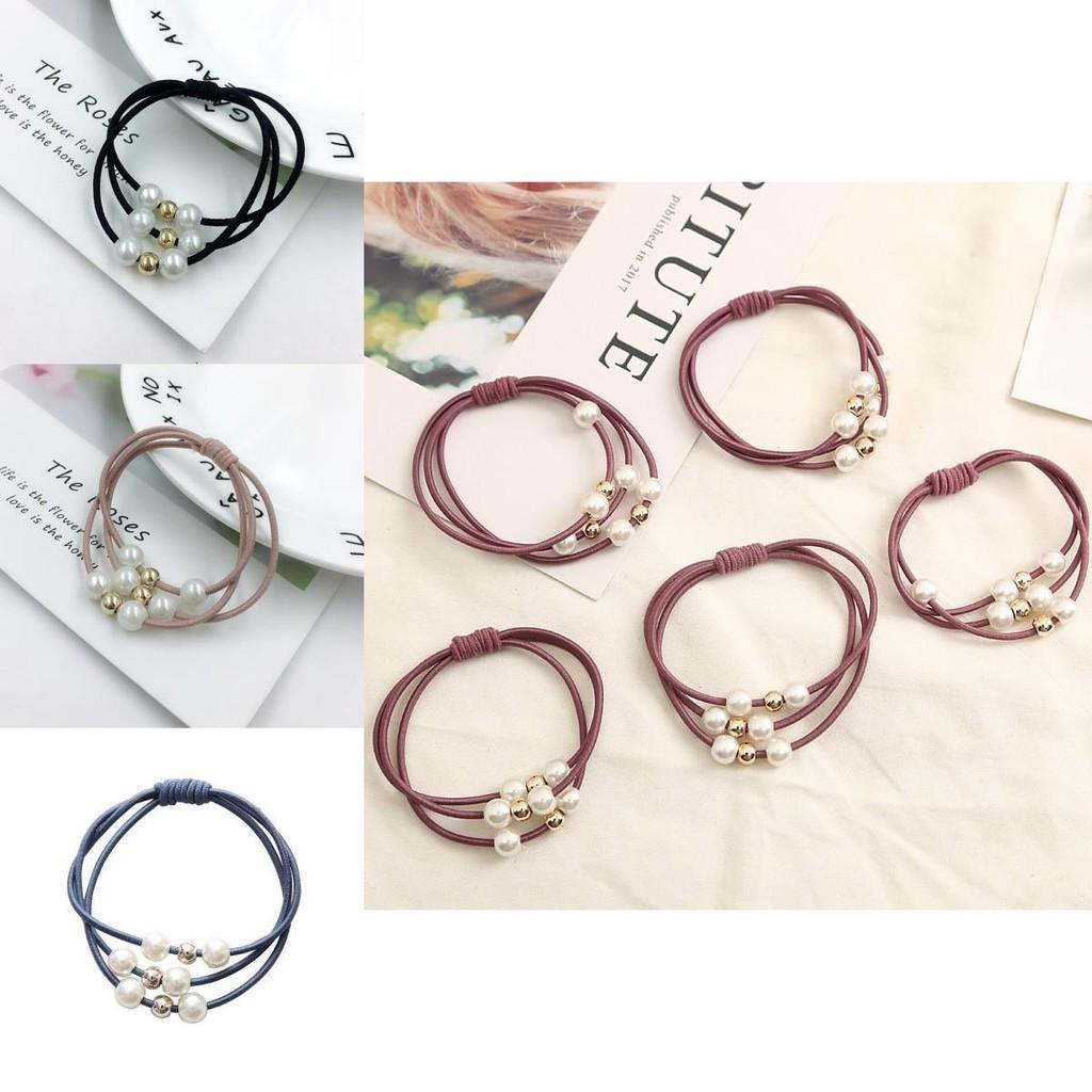 Korean Version Of The Three-strength Rubber Band High-elastic Pearl Head Rope For Women And Girls