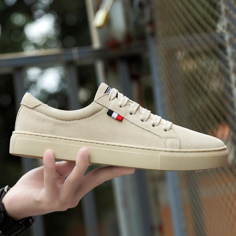 

Fashion 2025 Classic Retro Style Casual Men Shoes Trendy Men Suede Leather Daily Commute Shoes Comfort Breathable Driving Business Shoes 49 бежевый