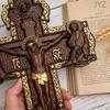 Święta Rzeźba Drewniane Rękodzieło Zaopatrzenie Kościoła Prawosławnego do Sztuki Ściennej Wisząca na Ścianie Krucyfiks Statua Madonny